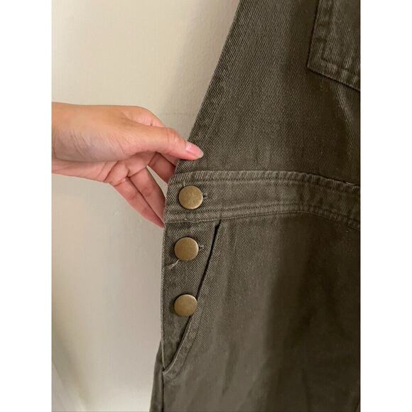 Forever 21 Skirtall Women's Medium Denim Mini Overalls Army Green 90s - Picture 3 of 8